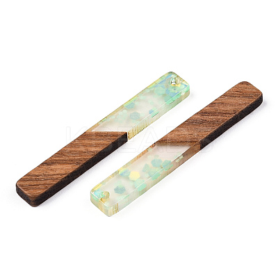 Transparent Resin & Walnut Wood Big Pendants WOOD-G018-12E-1