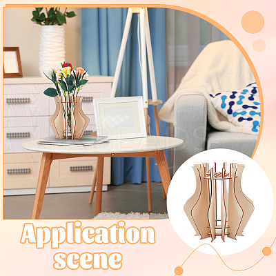 Wooden Puzzle Flower Vase Figurines DIY-WH0308-567-1