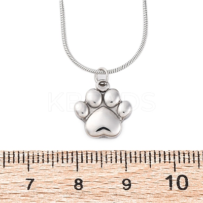 304 Stainless Steel Dog Paw Print Pendant Necklaces for Women NJEW-Z044-13P-1