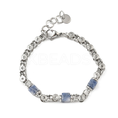 Natural Blue Spot Jasper Link Chain Bracelets for Women BJEW-Z148-06P-05-1