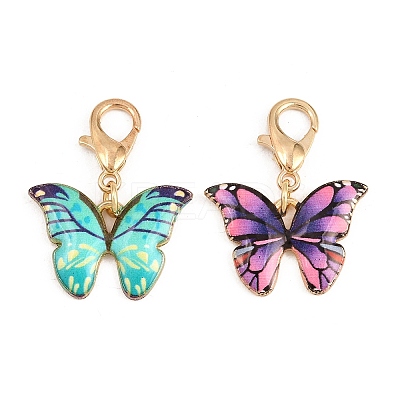 30Pcs 6 Colors Alloy Enamel Pendant Decorations HJEW-YW00117-1