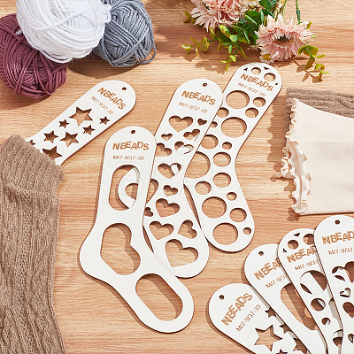 8Pcs 4 Styles Wood Sock Blockers for Knitting TOOL-NB0002-11-1