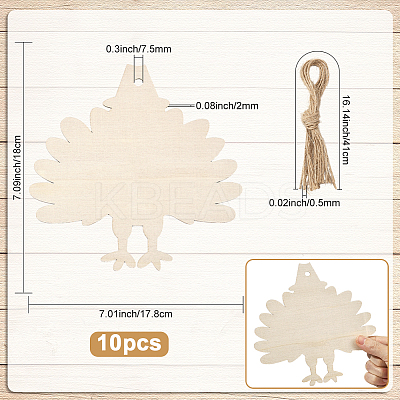 Thanksgiving Day Theme Unfinished Wood Pendant Decorations HJEW-WH20003-47A-1