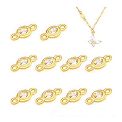 10Pcs 925 Sterling Silver Micro Pave Clear Cubic Zirconia Connector Charms STER-PH0004-14-1