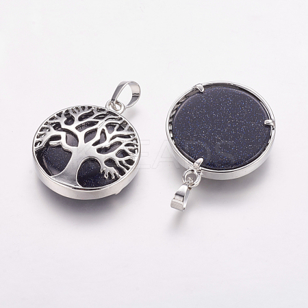 Synthetic Blue Goldstone Pendants G-E388-03P-1