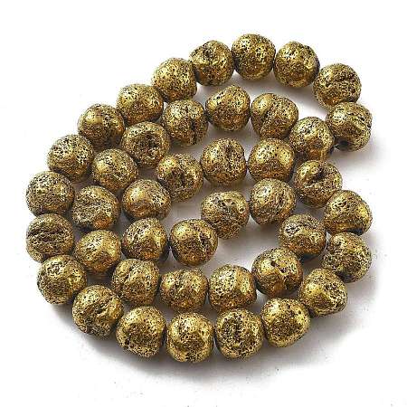 Electroplated Natural Lava Rock Beads Strands G-A251-D01-01C-1