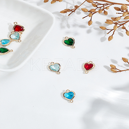 8Pcs 4 Colors K9 Glass Connector Charms FIND-LP0007-94-1