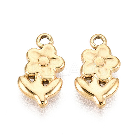 304 Stainless Steel Flower Pendants STAS-T069-30G-1