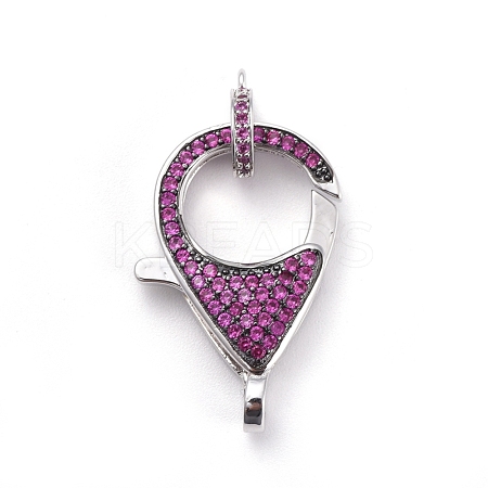 Brass Micro Pave Cubic Zirconia Lobster Claw Clasps ZIRC-K081-95P-03-1