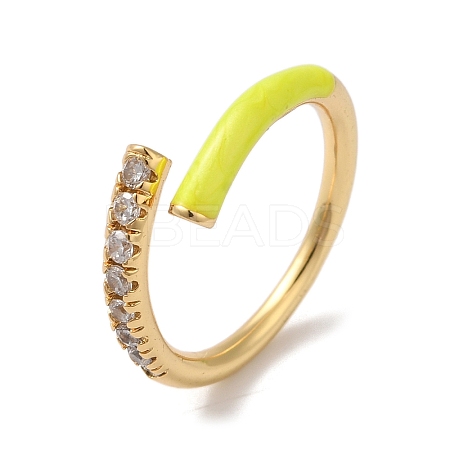Rack Plating Brass Cubic Zirconia Open Cuff Rings for Women RJEW-S407-04D-1