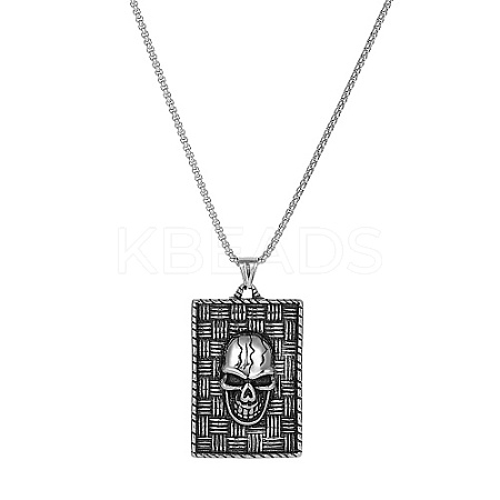 Skull Stainless Steel Pendant Necklaces for Men BV6078-1-1
