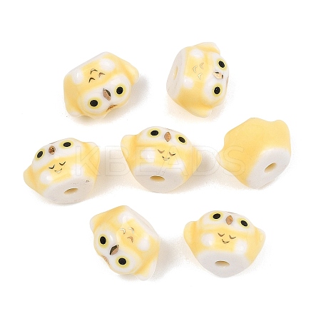 Cute Hand Painted Mini Owl Porcelain Beads PORC-F014-01A-1