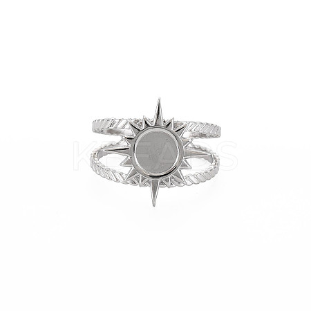 201 Stainless Steel Open Cuff Finger Ring Enamel Settings LS-X-STAS-S119-159A-P-1