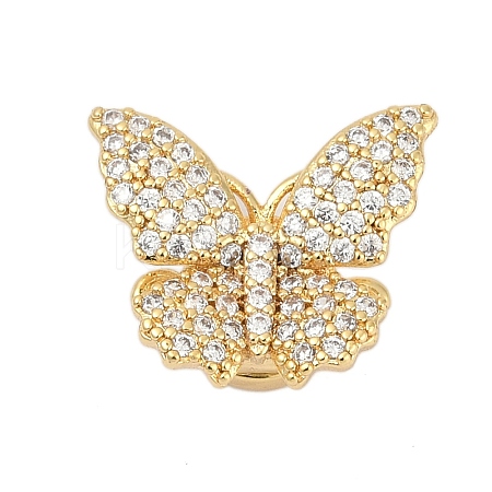 Brass Micro Pave Clear Cubic Zirconia Magnetic Clasps KK-C066-13G-1