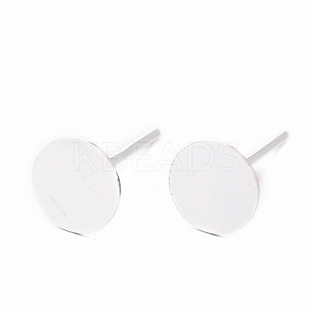 925 Sterling Silver Round Flat Pad Stud Earring Findings STER-T002-201S-1