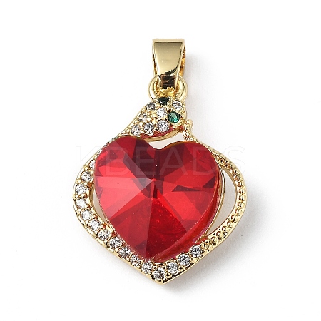 Real 18K Gold Plated Rack Plating Brass Micro Pave Clear Cubic Zirconia Pendants KK-C015-16G-07-1