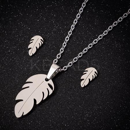201 Stainless Steel Pendant Necklaces & Stud Earrings Sets FS-WGB00D6-08-1