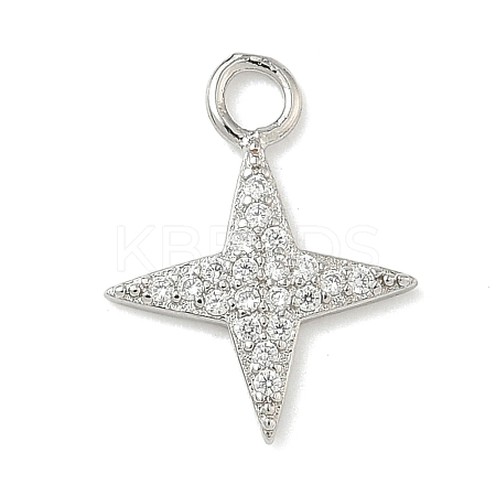Brass Micro Pave Clear Cubic Zirconia Pendants KK-H528-07A-P-1