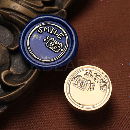Smile Wax Seal Brass Stamp Heads AJEW-M038-01V-G-1
