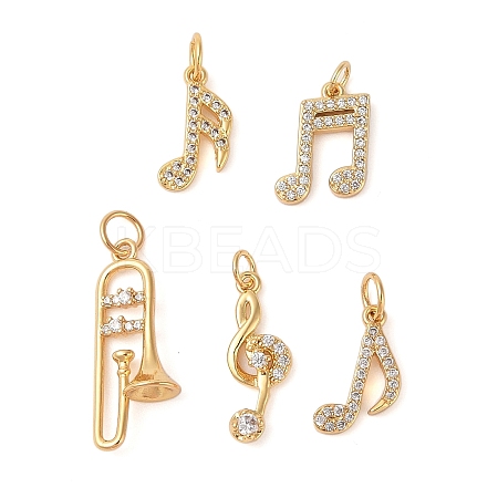Rack Plating Brass Micro Pave Clear Cubic Zirconia Pendants KK-G507-02G-1