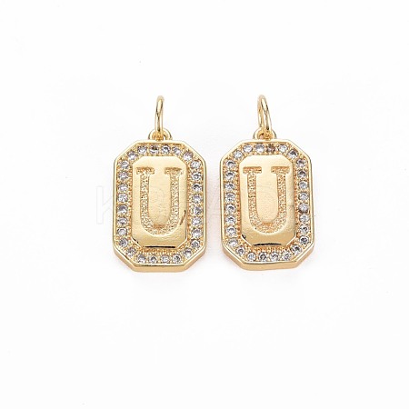 Brass Micro Pave Clear Cubic Zirconia Pendants KK-S356-767U-1
