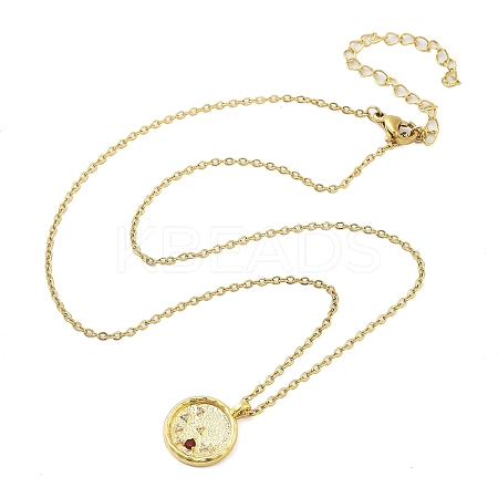 304 Stainless Steel Cubic Zirconia Constellation Flat Round Pendants LS-STAS-S145-01D-1