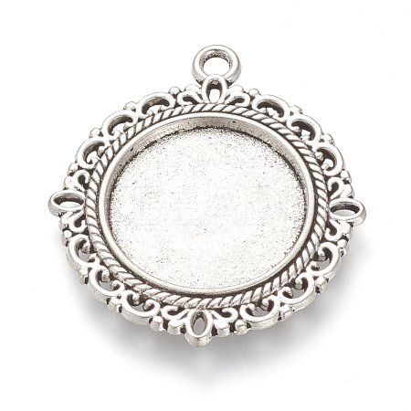 Tibetan Style Alloy Pendant Cabochon Settings TIBE-T003-08AS-NR-1