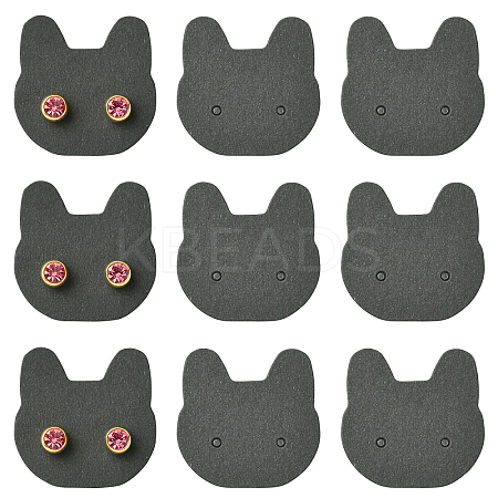 100Pcs Cat Shaped Paper Earring Display Cards EDIS-YW0001-09A-1