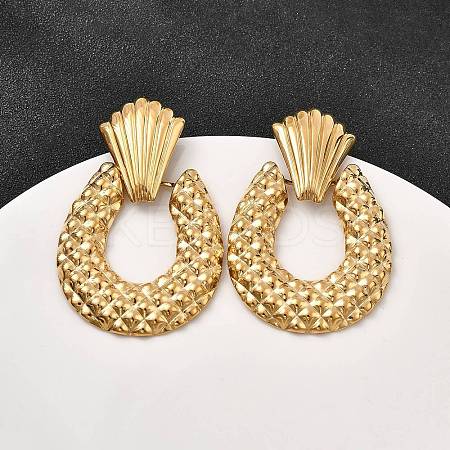 304 Stainless Steel Oval Dangle Stud Earrings EJEW-K268-40G-1