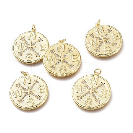 Brass Micro Pave Clear Cubic Zirconia Pendants X-ZIRC-I048-06G-1