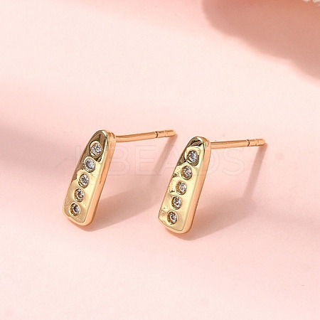 Teardrop Brass Micro Pave Clear Cubic Zirconia Stud Earrings LS-EJEW-H180-26G-1
