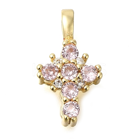 Brass Pave Clear Cubic Zirconia Pendants KK-M101-01G-06-1