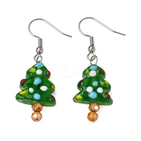 304 Stainless Steel Christmas Tree Dangle Earrings EJEW-JE06524-1