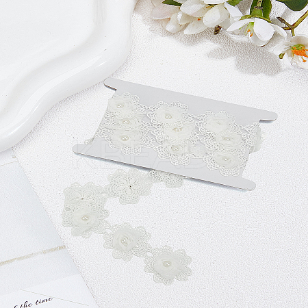 1.5Yards Flower Polyester Embroidery Lace Ribbon OCOR-LP0003-48-1