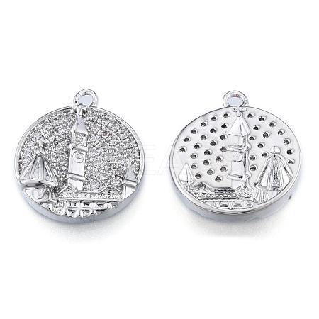Brass Micro Pave Clear Cubic Zirconia Pendants KK-N216-566P-1