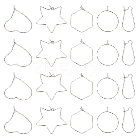 150Pcs 5 Style 304 Stainless Steel Hoop Earring Findings STAS-UN0050-92-1