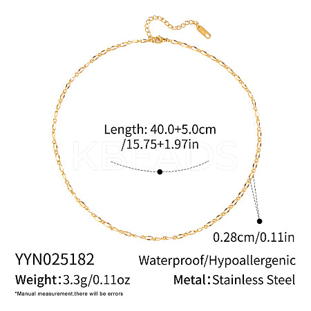 European 2.8MM 304 Stainless Steel Oval Link Chain Necklaces GN2970-1-1
