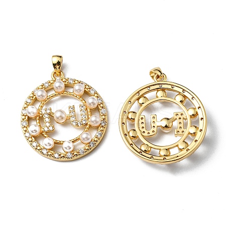 Plastic Imitation Pearl Pendants KK-P235-10G-1