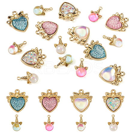 16Pcs 8 Styles Resin Pendants RESI-TA0002-14-1