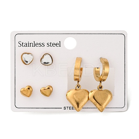 304 Stainless Steel Stud & Hoop Earrring Set for Women LS-EJEW-U063-06A-G-1