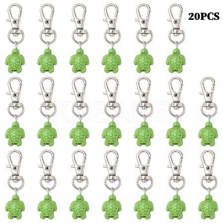 20Pcs Tortoise Synthetic Turquoise Pendant Decorations HJEW-YW00121-01-1