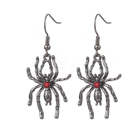Alloy Rhinestone Spider Dangle Earrings EJEW-JE06655-01-1