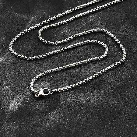 Tarnish Resistant 304 Stainless Steel Box Chain Necklaces X-NJEW-P244-01P-1