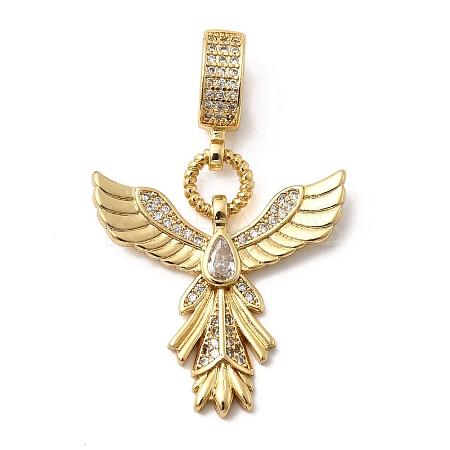Brass Micro Pave Clear Cubic Zirconia Angel Wing Pendants KK-H519-16A-G-1