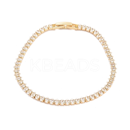 Brass Pave Clear Cubic Zirconia Horse Eye Link Bracelets BJEW-YWC0002-03A-G-1