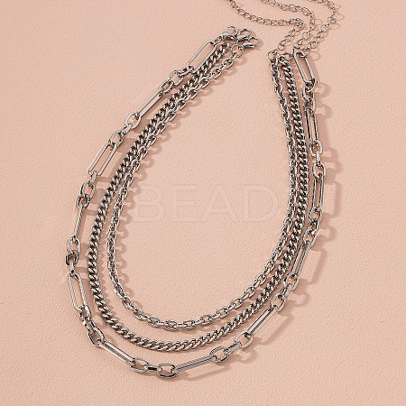 Alloy Chain 3 Layered Necklaces FS-WG7F0DA-03-1