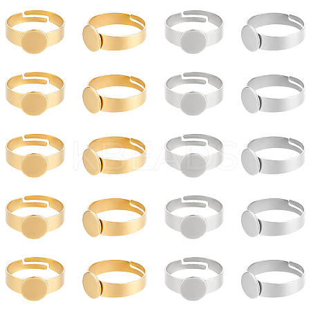 20Pcs 2 Styles Adjustable 304 Stainless Steel Finger Rings Components STAS-UN0057-19B-1