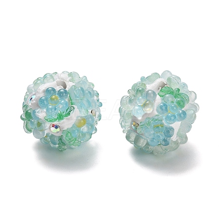 Polymer Clay Rhinestone Beads with Resin X-RESI-Z045-07-1