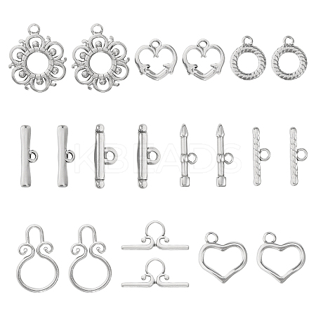 CHGCRAFT 10 Sets 5 Styles 304 Stainless Steel Toggle Clasps STAS-CA0001-75-1