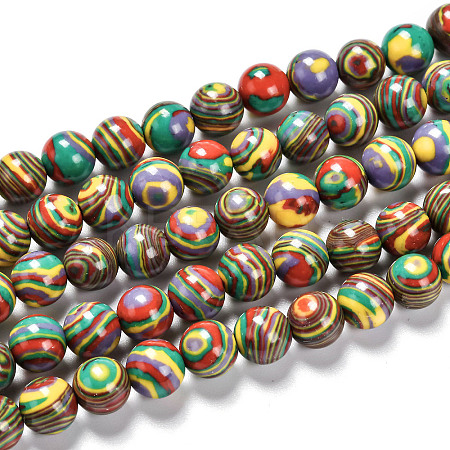Synthetic Malachite Beads Strands G-I199-32-8mm-M-1